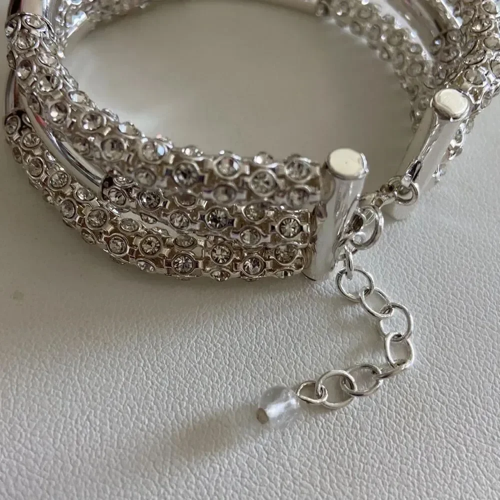 Napier NWOT 3 lawyered Silver color & Rhinestone stones